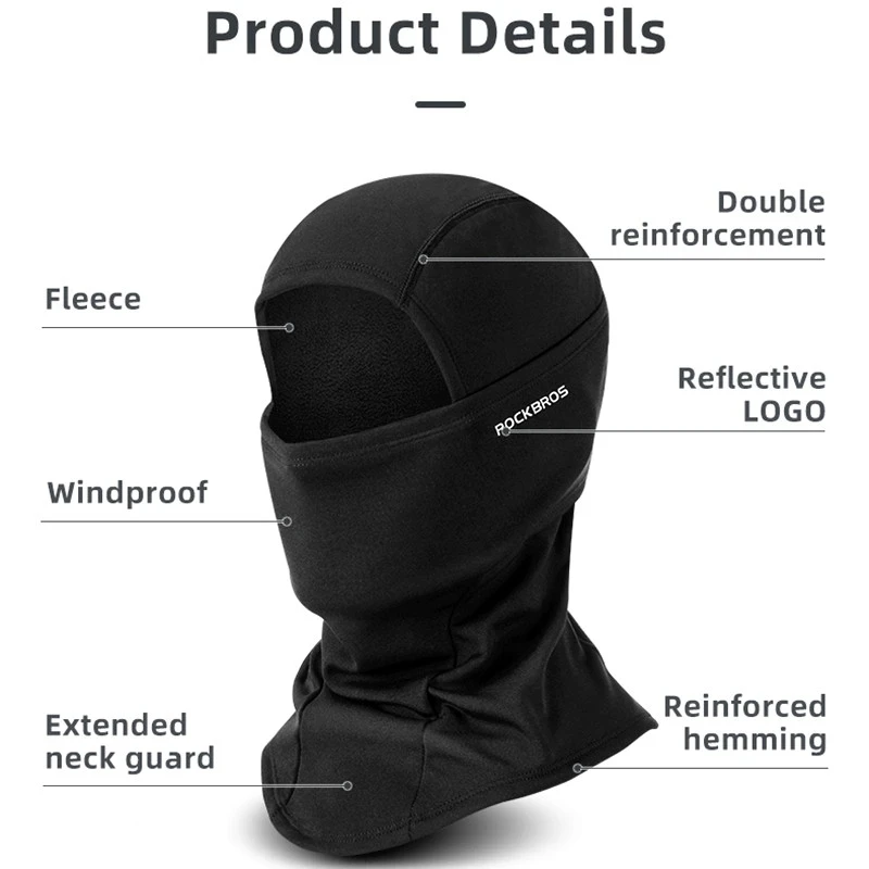ROCKBROS Cycling Mask Winter Fleece Thermal Keep Warm Windproof Cycling Face Mask Balaclava Ski Fishing Skiing Hat Headwear