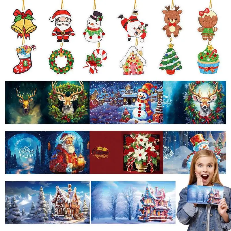 

Хрустальные художественные рождественские украшения, 8 шт., круглые поздравительные открытки «сделай сам», украшения для рисования кристаллами, круглые рождественские открытки