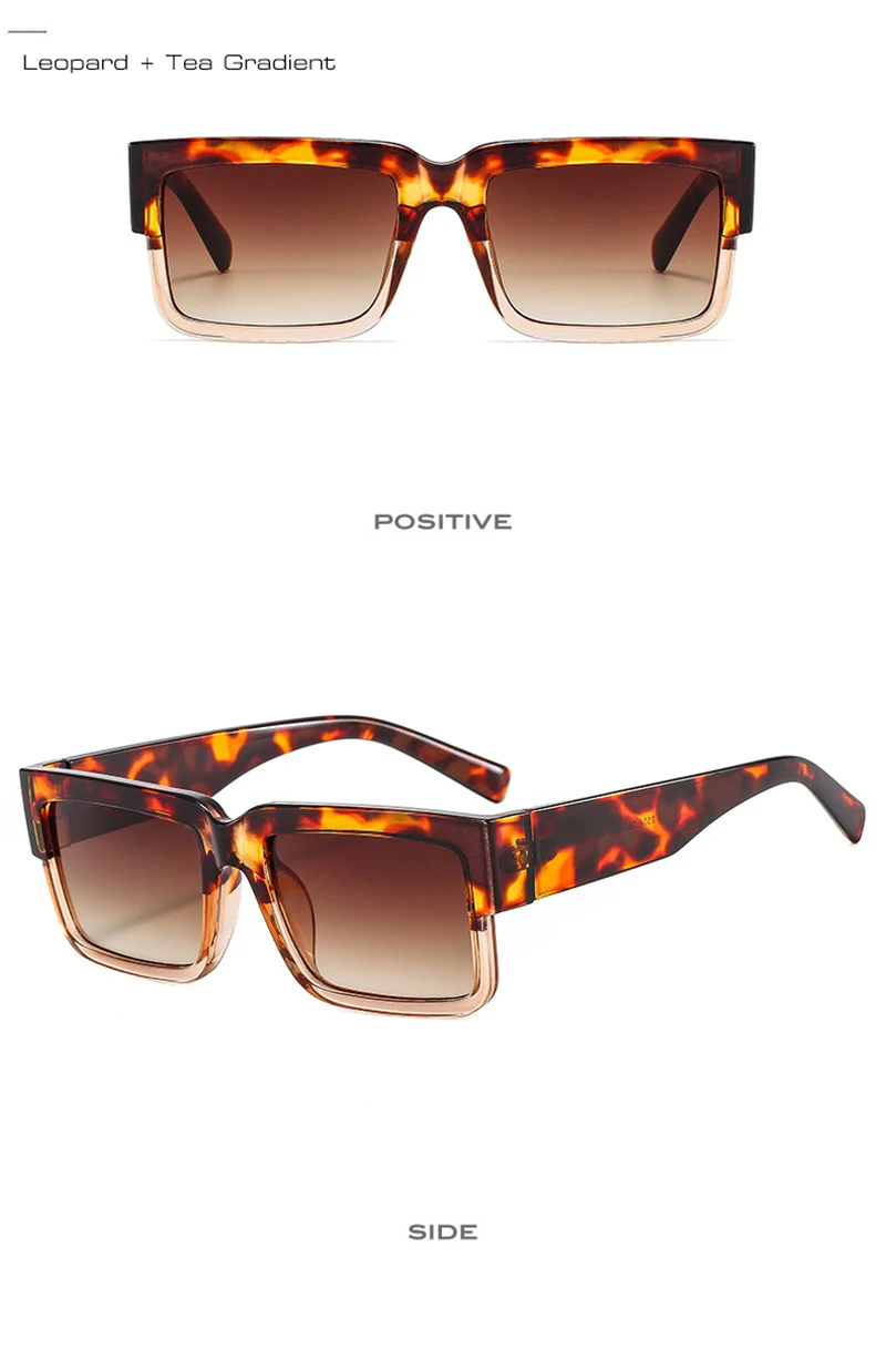 Retro vierkante zonnebril voor heren en dames gradient uv400_voghion.com