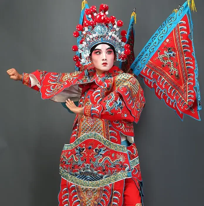 Beijing opera drama men Fighting man Chinese Operas martial life Clothing military generals costumes Kungfu actor stage Outfit