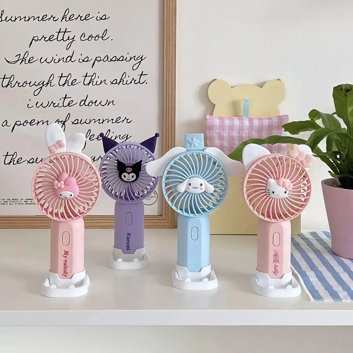 

Sanrio Usb Charge Fan Aniem Hello Kitty Cinnamoroll Melody Kuromi Cute Fashion Cartoon Portable Air Cooler Small Mini Fans Gift