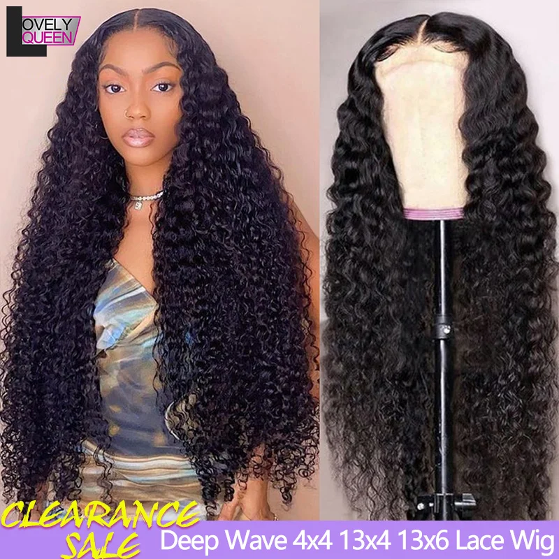 

28 Inch 13x4 Deep Wave Frontal Wig Transparent Lace Wig Pre Plucked Indian Remy Human Hair 4x4 Closure Curly Lace Front Wig