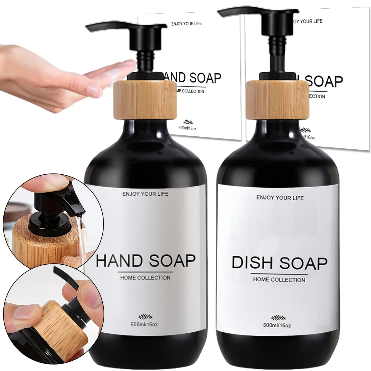 Black Soap Dispenser Set Kitchen Bathroom soap dispenser