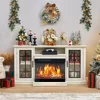 3-Sided Glass Fireplace TV Stand for TVs up to65''with12Color,Media Entertainment Center Console Table with Doors Closed Storage 6