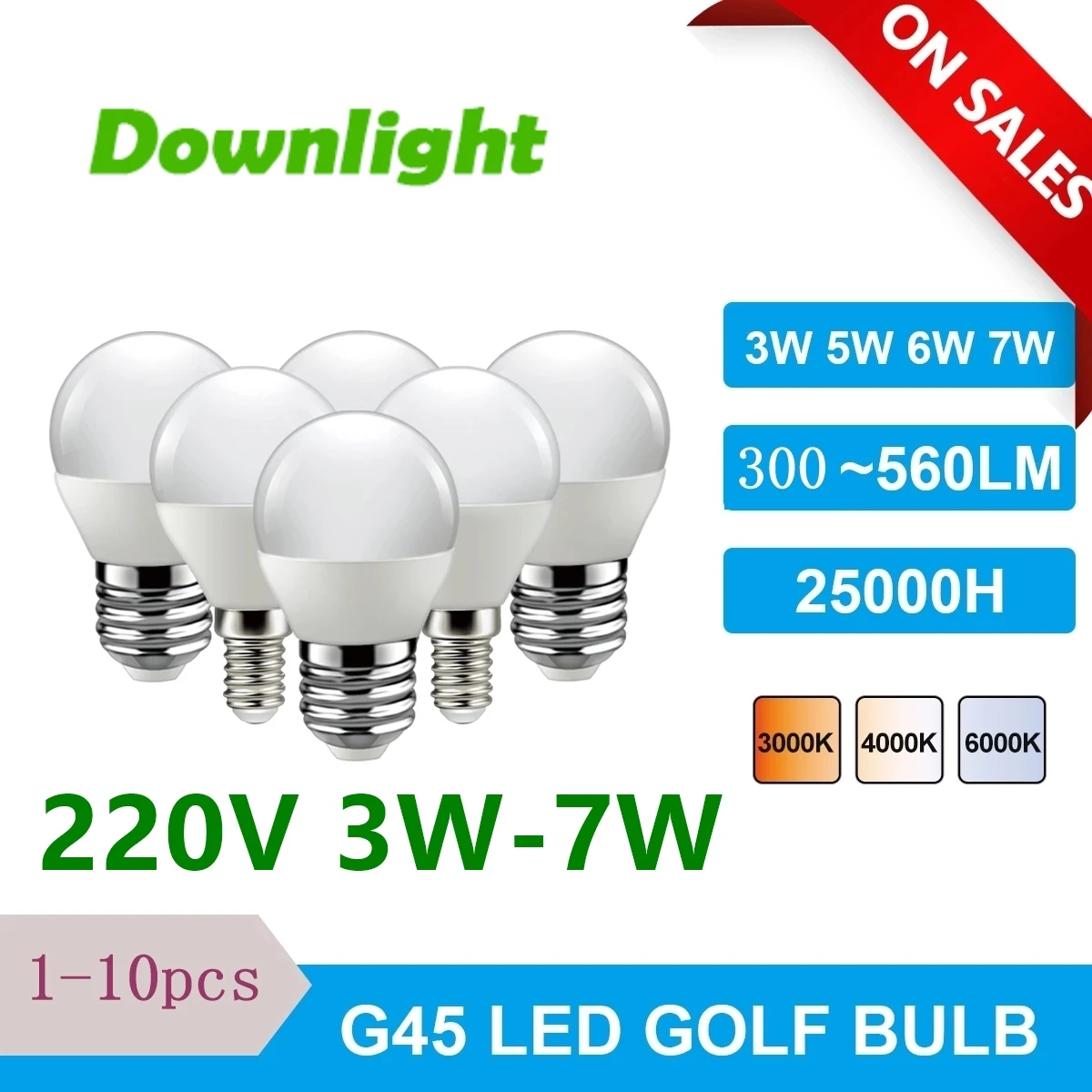 

1-10PCS LED Mini bulb G45 3W-7W E14 E27 B22 AC220V High lumen no strobe warm white light suitable for kitchen toilet down light