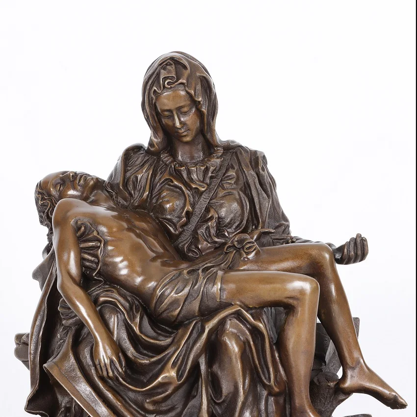 Famous Pieta Statue by Michelangelo Bronze Replica Sculpture Western Collectible Home Decoration 6