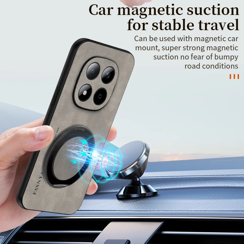 Premium Sheepskin Leather 360° Rotating Phone Holder Case