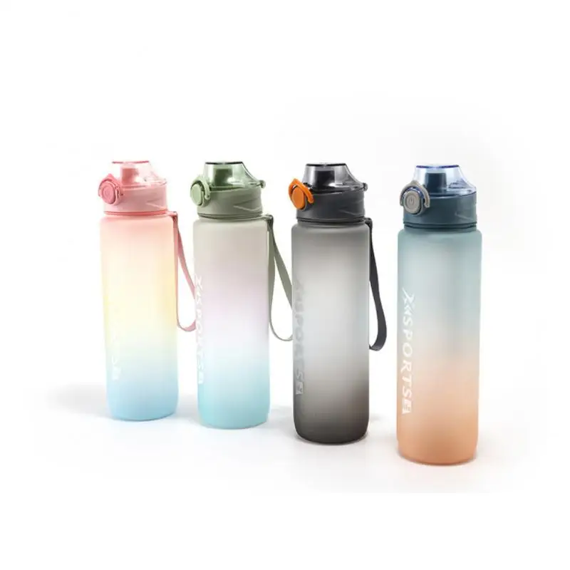 

Спортивная бутылка большой емкости, соломенная чашка, 1 л, чашка для воды, Спортивная бутылка для воды, уличная, для фитнеса, с уплотнением, градиентного цвета