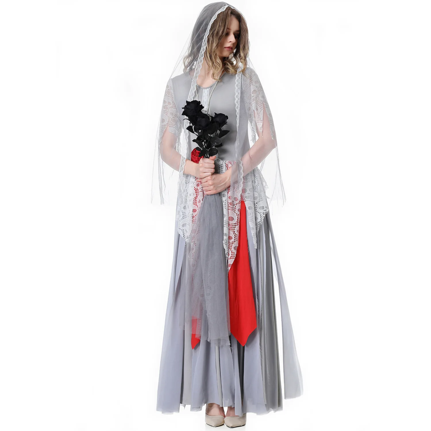 Masque Halloween Femme Zombie Mariée Sanglante - Effet Réaliste, Réglable, En EVA, Pour Cosplay Et Fêtes Effrayantes
