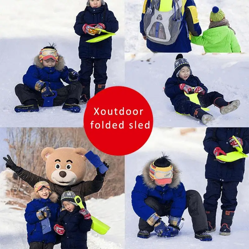 Snow Sled Sledge Sand Sliding Sled Mini Winter Toy Portable Foldable Skiing Board Downhill Snow Luge for Kids Adults