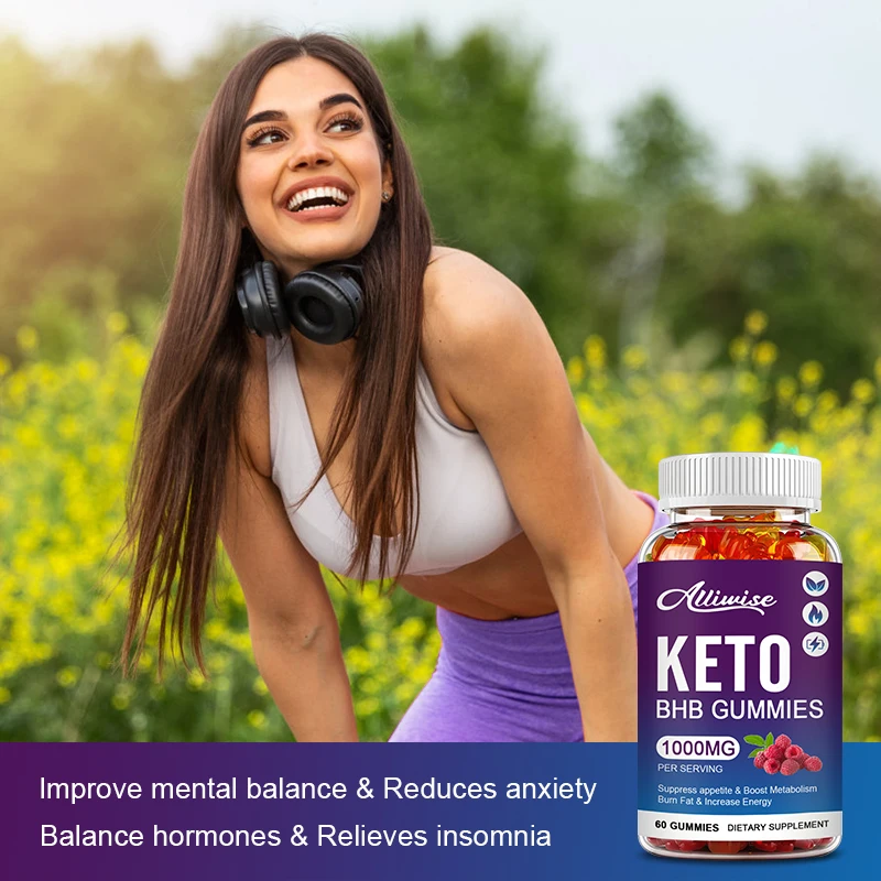 Alliwise 60 Gummies Keto Ketone Fat Burner Apple Cider Vinegar For Men Women Weight Loss Sweets Appetite Control Health Slimming