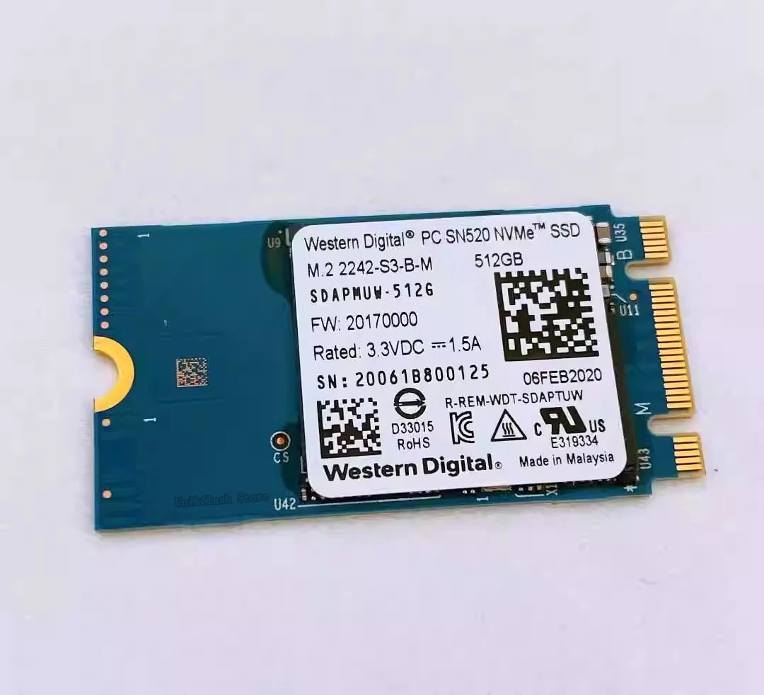 Western Digital SN520 SSD 512GB M.2 2242 PCIe NVMe Western Digital SN520 512 GB M.2-2280 PCIe 3.0 X2 NVME Solid State