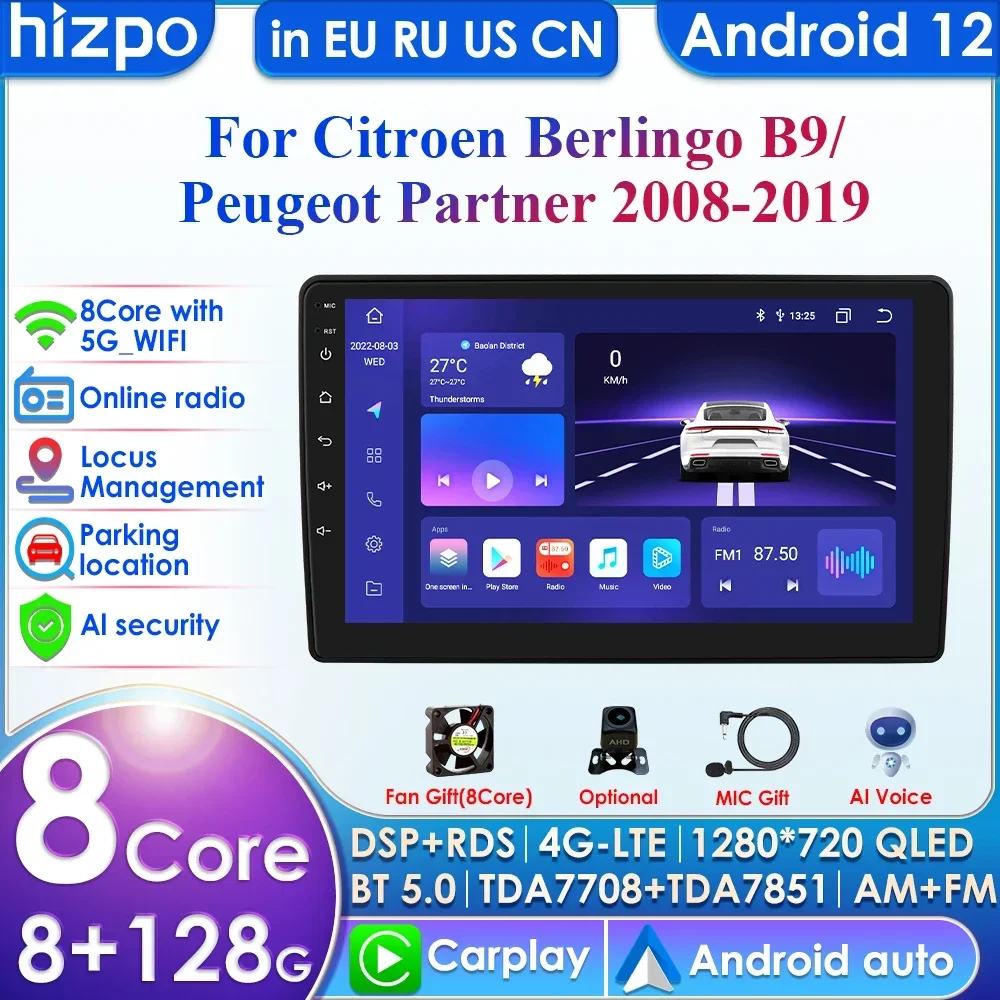 Autoradio 2Din - TWINSIM - Citroen Berlingo B9 - 9 Écran Tactile - CarPlay - Android Auto