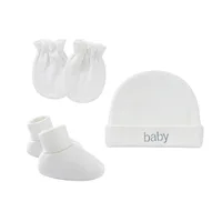 Bonnet Bebe Nouveau Né Cotton 3pcs/ Set Newborn Hat+Gloves+Socks For Baby Boy&Girl Spring Autumn Infant New Born Accessories 4
