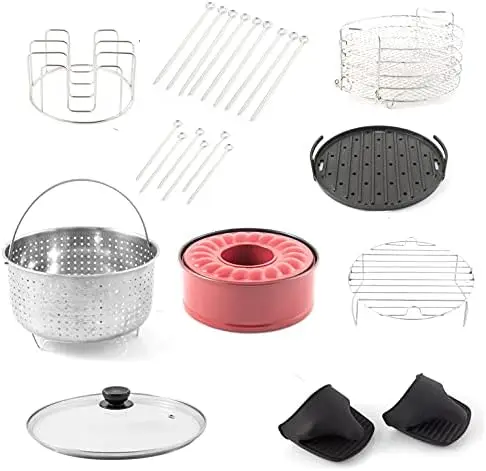 

Pressure Cooker, Air Fryer & Grill Combo Cooker with Removable Pressure and Air Fry Lids, 6qt Stainless Steel Pot, 4qt Stai