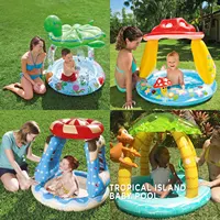 Piscine gonflable avec parasol pour enfants, design d'arbre AMP, île tropicale, jeu d'eau amusant en plein air, 1 à 3 ans 5