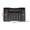 Black Ware Organizer Holder For Party Adjustable Utensil Tray For Drawers Expandable Cutlery Holder Kitchen Drawer Utensil Tray 6