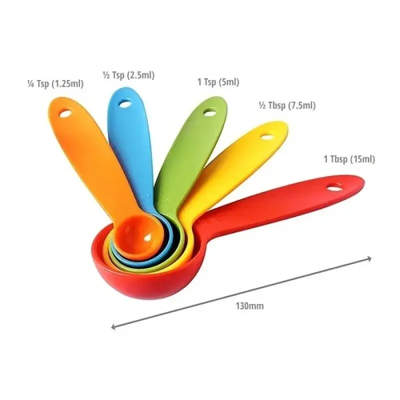 5 peças conjunto de colher de medição de cozimento multicolorido
