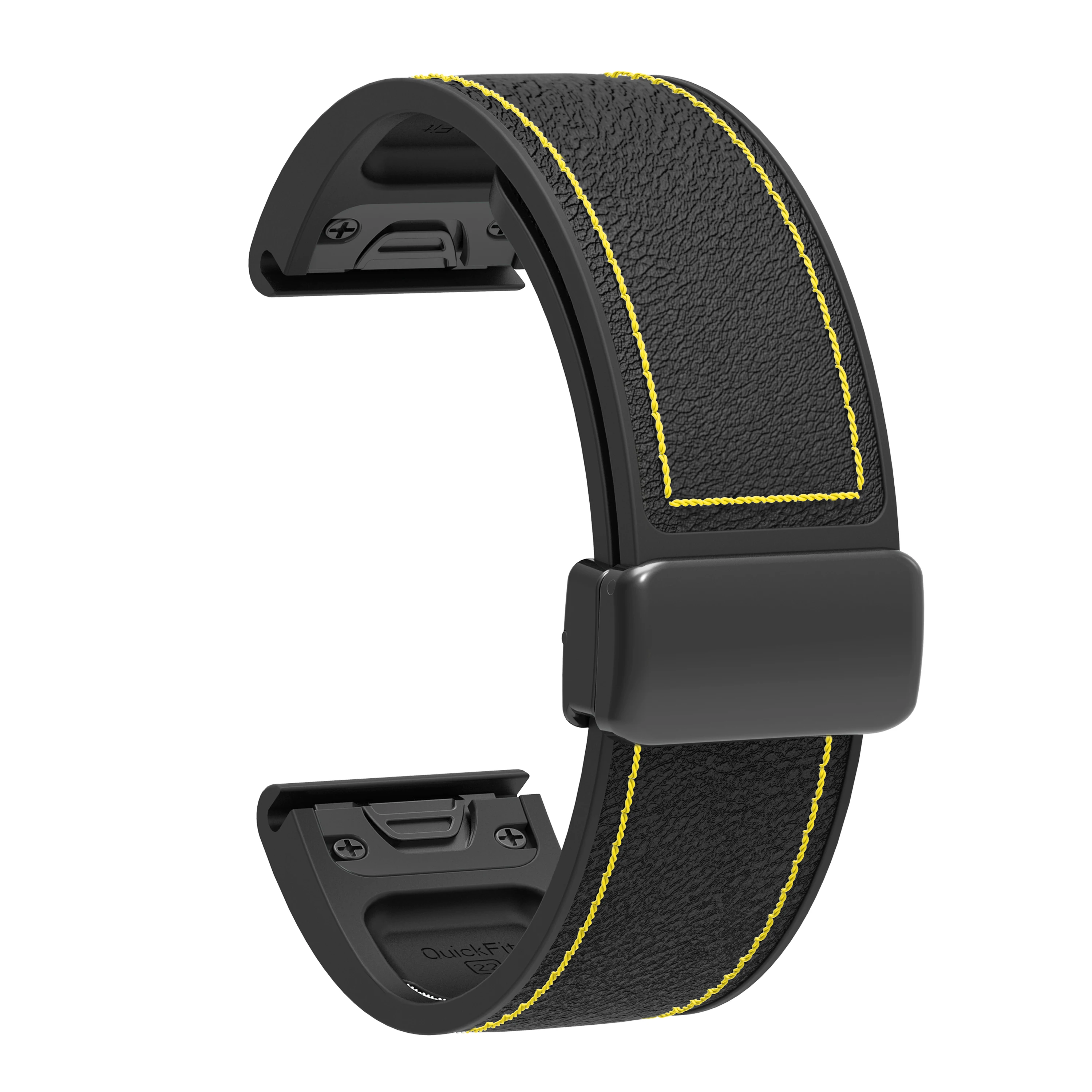 Folding Magnetic Silicone Watch Strap with Quick-Release Stitching Design