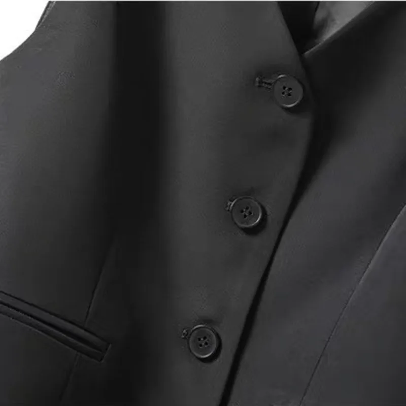 #0721 Black Blazer Vest Women V-neck Short Vest Waistcoat Female Thin V-neck Spring Summer Veste Femme Sexy Slim Outerwear