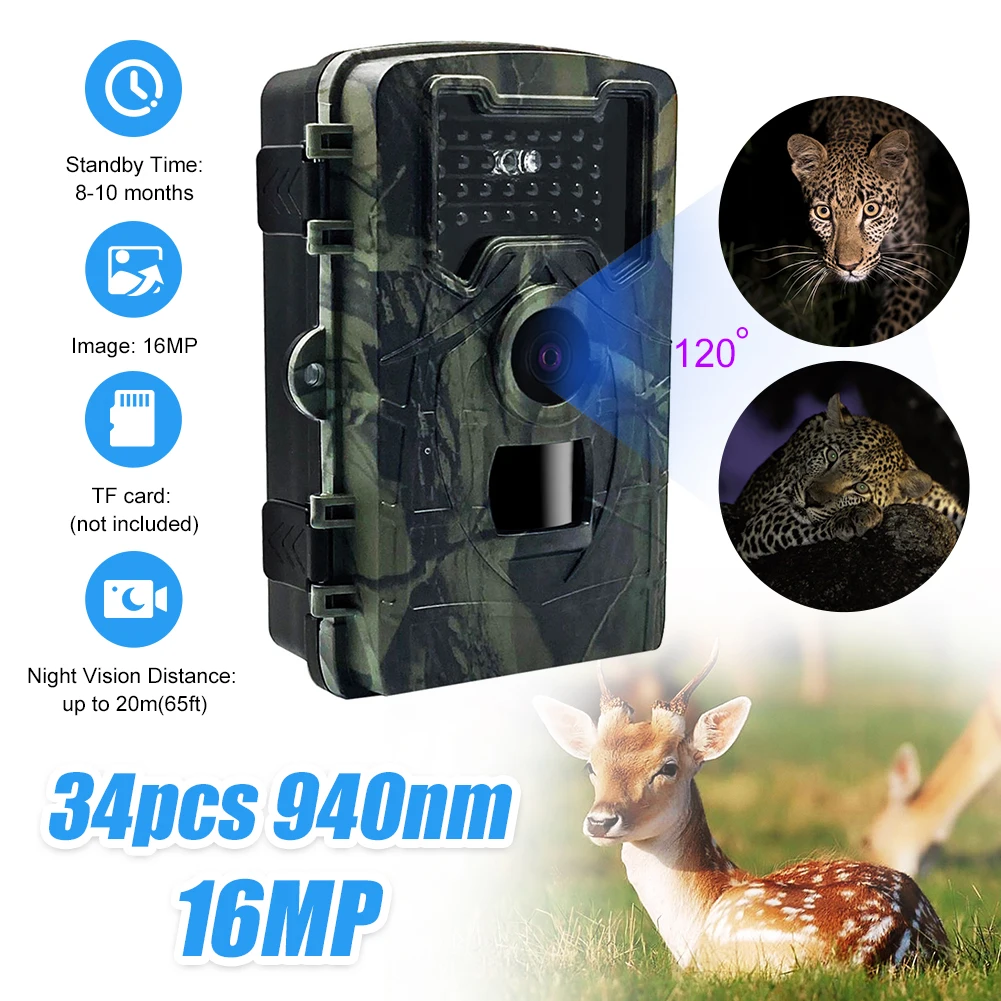 Wildlife Trail Camera 16MP 1080P Trap Night Vision Motion Activated Hunting Cam 