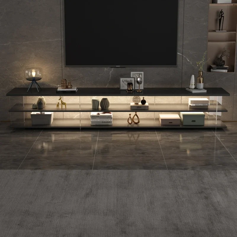 Floor Modern Tv Stand Ornaments Black Luxury Storage Display Table Tv Glass Minimalistic Fernseher Schrank Household Goods 3