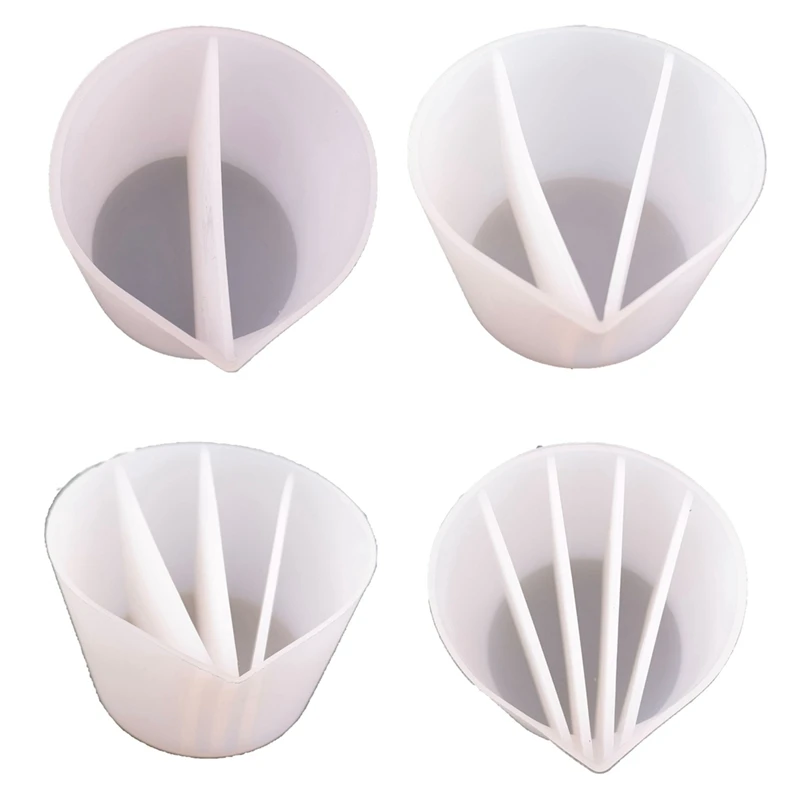 

4Pc Silicone Split Cups For Paints Pouring Acrylic Paint Pour Cup 2/3/4/5 Channels Dividers DIY Epoxy Resin Tools White