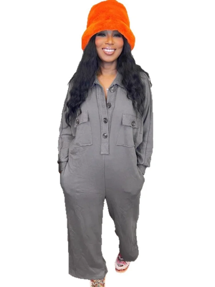 Wmstar Jumpsuits Rompers Women Wholesale Hot Selling European American Casual Commuting Lapel Sweatshirts Wide Leg 2025