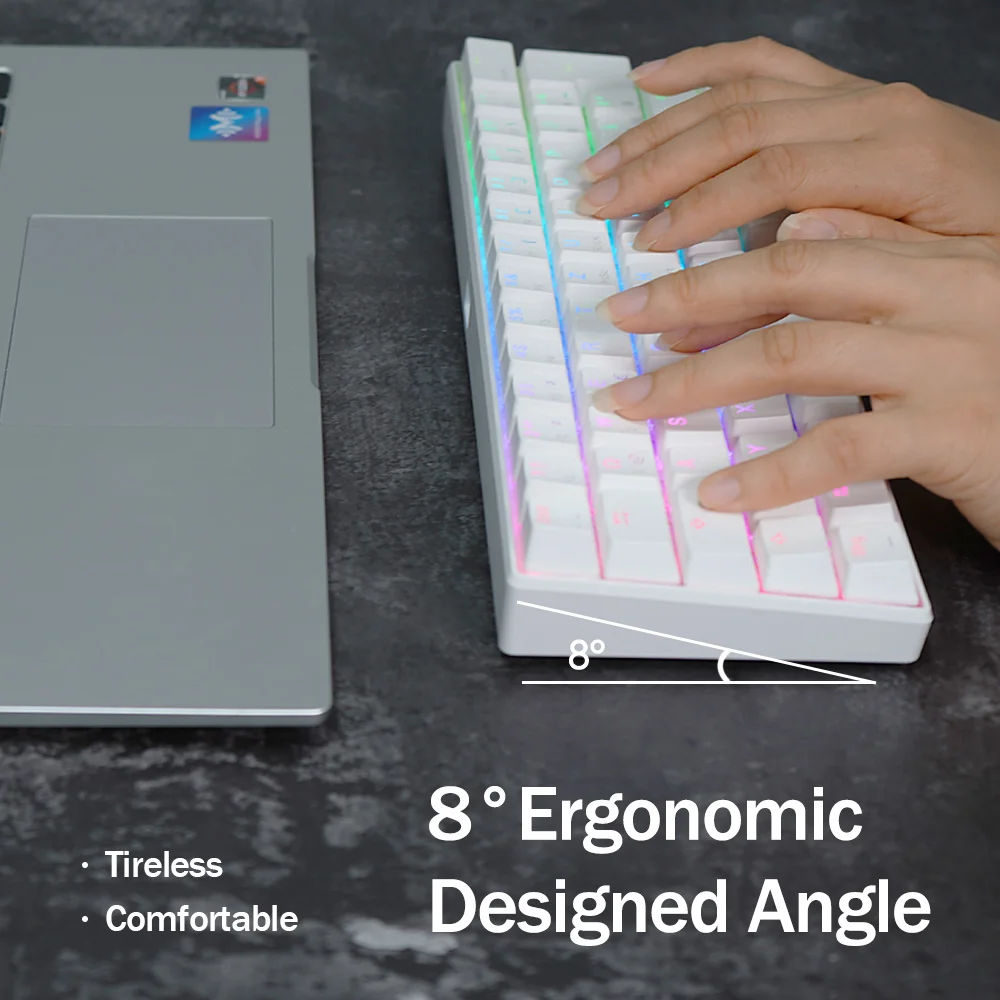 Royal Kludge Rk61 Teclado Mecânico sem Fio Bluetooth 61 Teclas 60 Ultra-compacto Modo Duplo Rgb Bachot-sklit Gamer Teclados rk - Imagem 5
