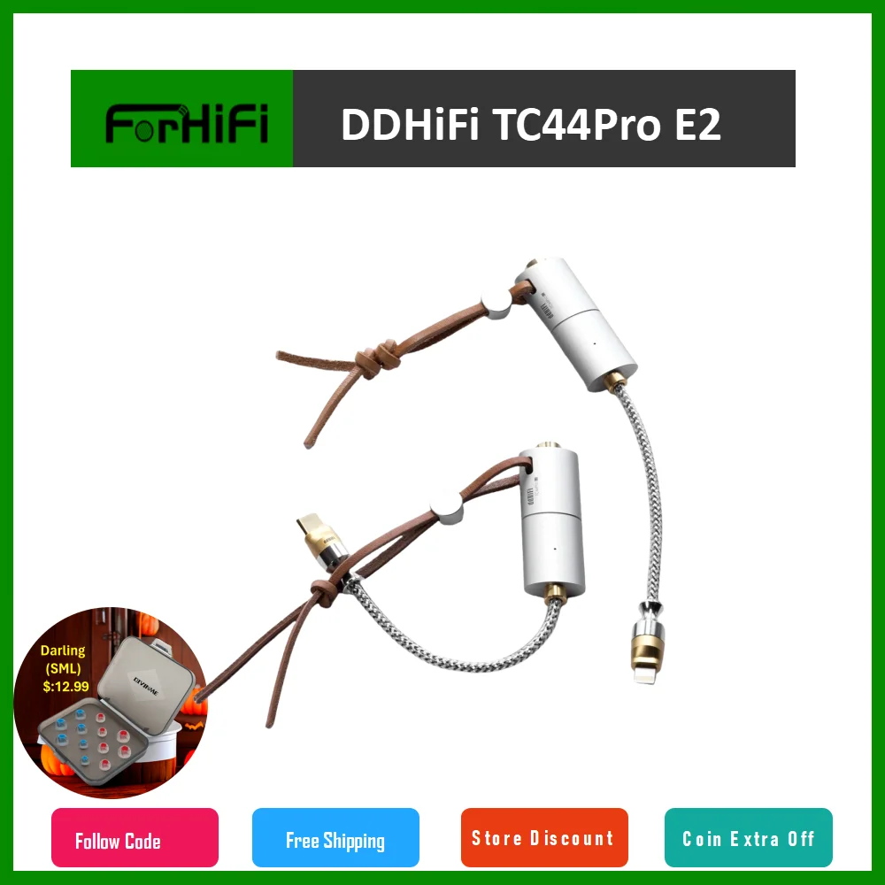 DD ddHiFi TC44Pro E2 USB-C / Light-ning to 4.4mm Balanced USB DAC & AMP With Two CS43131 Decoding and Two ES9603Q Amp Chips