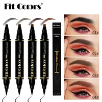 2 In 1 Eye Liner Brow Pencil Waterproof Lasting No-smudge Four Points Eyebrow Tattoo Pen Gray Brown Liquid Liner Makeup Cosmetic 1