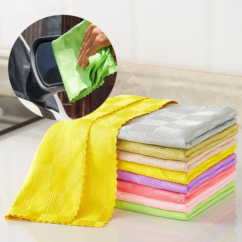 

Kitchen Dishcloth Cleaning Towel Anti-Grease Wiping Rag Super Absorbent Microfiber Cleaning Cloth Household Dishrag Kitchen Rags