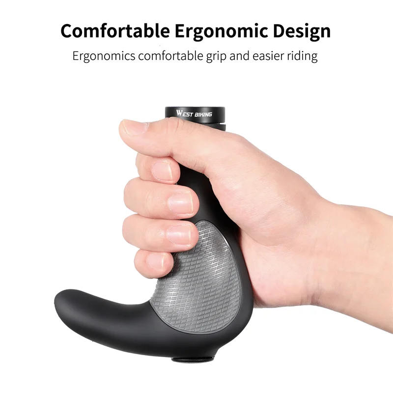 WEST BIKING MTB Bike Grips Anti-slip Shock Absorption Ergonomic Bicycle Handlebar Cover Bar End Plugs Cycling Accessories
