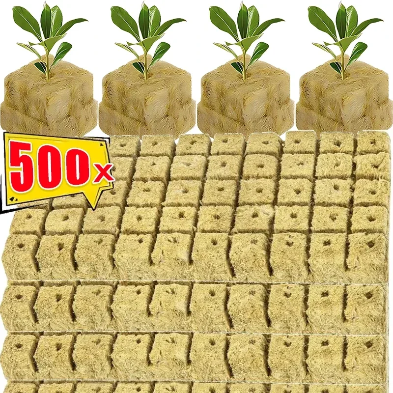 Hydroponic Grow Media Cubes Rock Wool Starter Plugs for Seed Starter Plugs Soilless Planting Substrate