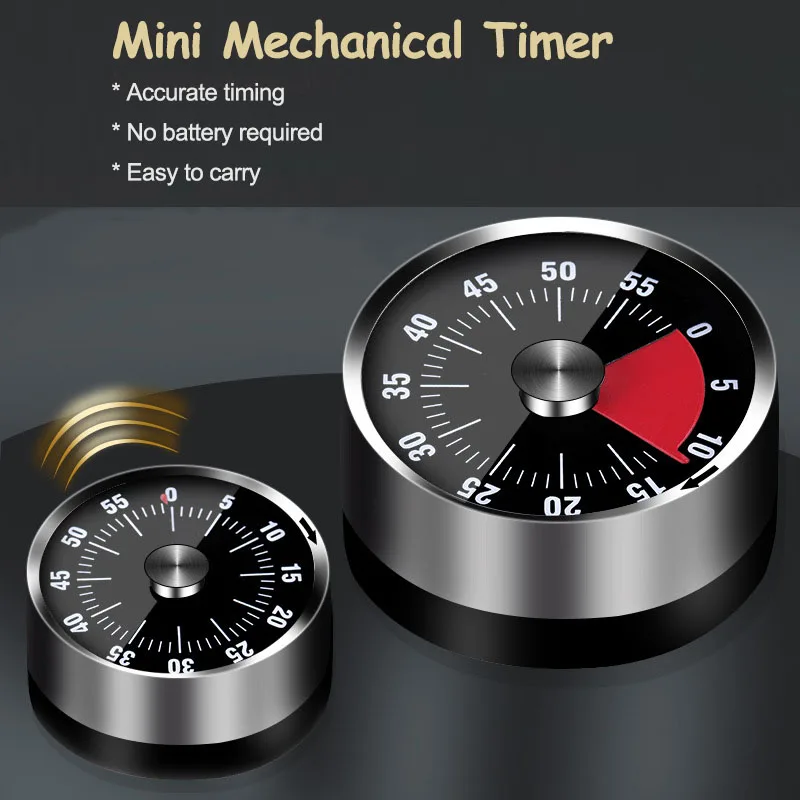 Exquisite Mechanical Kitchen Timer Stainless Steel Countdown Timers Visual Timer with Magnet for Teaching Kids Adult Cooking