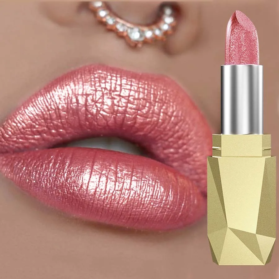 שפתון מתכתי ארוך החזקה גליטר ורוד אדום גלייז לשפתיים עמיד במים לחותי לומינסנט ליפטינט מבריק מבריק ליפגלוס איפור