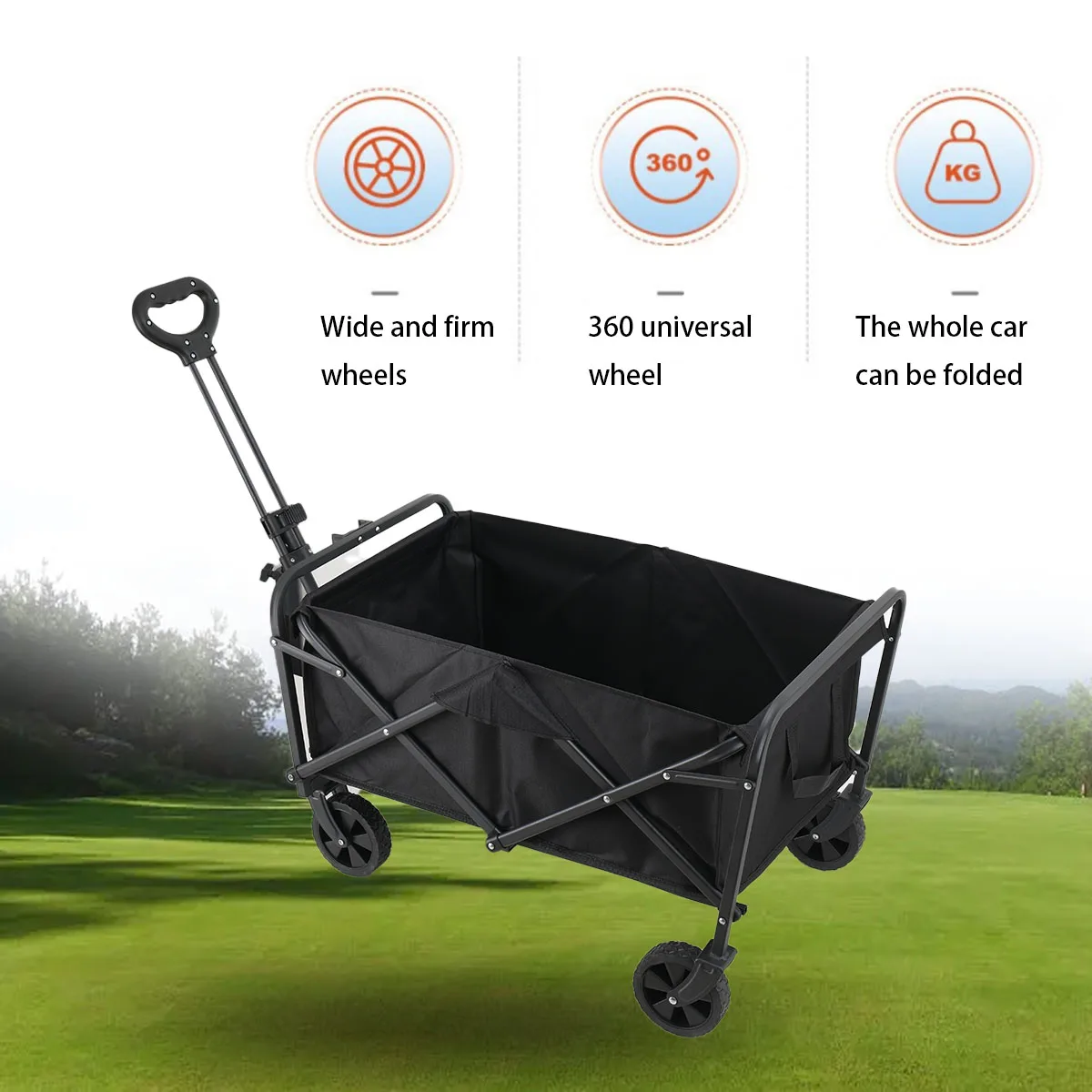 Zusammenklappbarer, zusammenklappbarer Mehrzweck-Strandwagen, robuster, zusammenklappbarer Wagen mit großer Kapazität, Outdoor-Trolley, tragbarer Campingwagen-Tisch – Detail 8