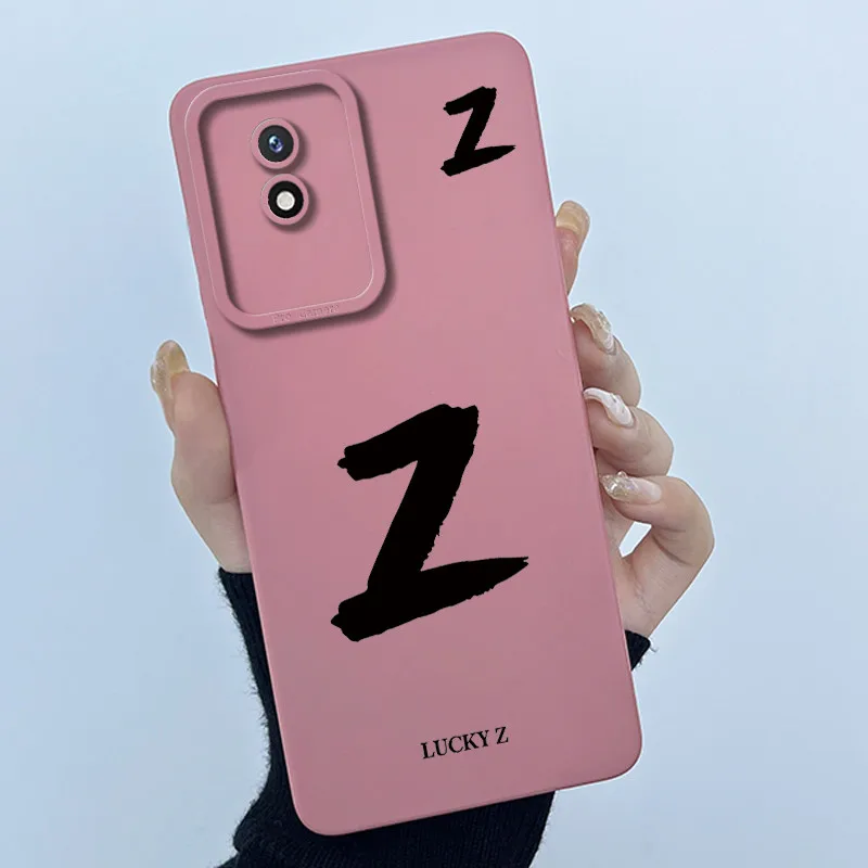 Lucky Initial Letter Silicone Soft Phone Case - Stylish Protective Bumper Cover