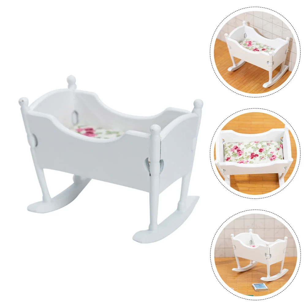 

House Cradle Models Miniature Adorn Dollhouses Baby Crib Model Bed Furniture Kids Accessory Child DIY