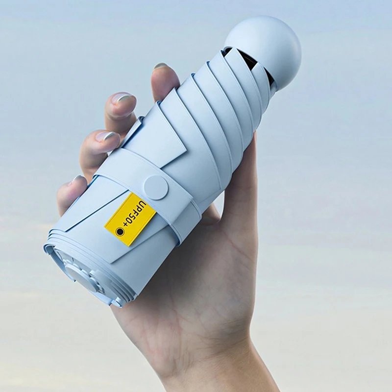 Ultra-Lightweight Compact Travel Umbrella with UV Protection and Sunshade Capsule Design