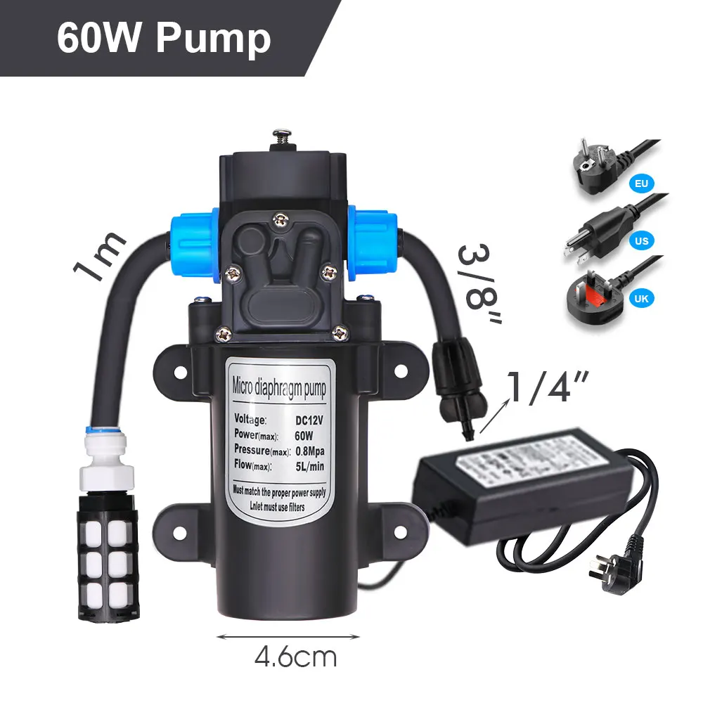 50-5M 13cm Stake Sprinkler Watering System Garden 60W Power Self-Priming Pump Automatic Irrigation Equipment 1/4”Hose Drip Kits 5