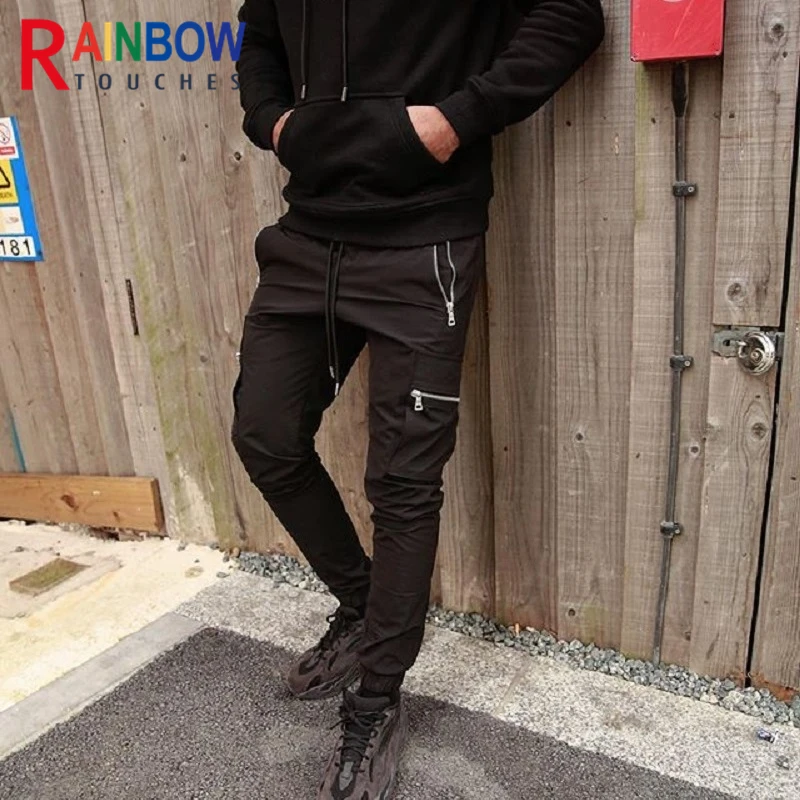 Rainbowtouches Cargo Pants New Sweatpants Men's Pants Zip Pocket Men Casual Stretch Fabric Running Men's Trousers
