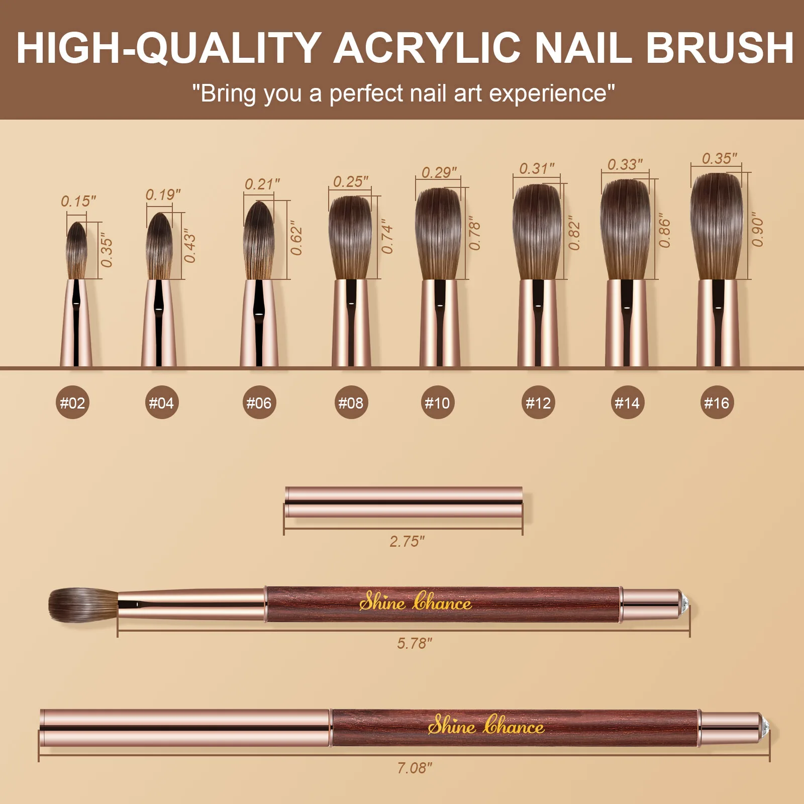 UsiDaer Kolinsky Nail Brush Acrylic with Red Round Wooden Handle and 100% Kolinsky Sable Hair for Crystal UV Gel Painting 2