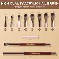 UsiDaer Kolinsky Nail Brush Acrylic with Red Round Wooden Handle and 100% Kolinsky Sable Hair for Crystal UV Gel Painting 2