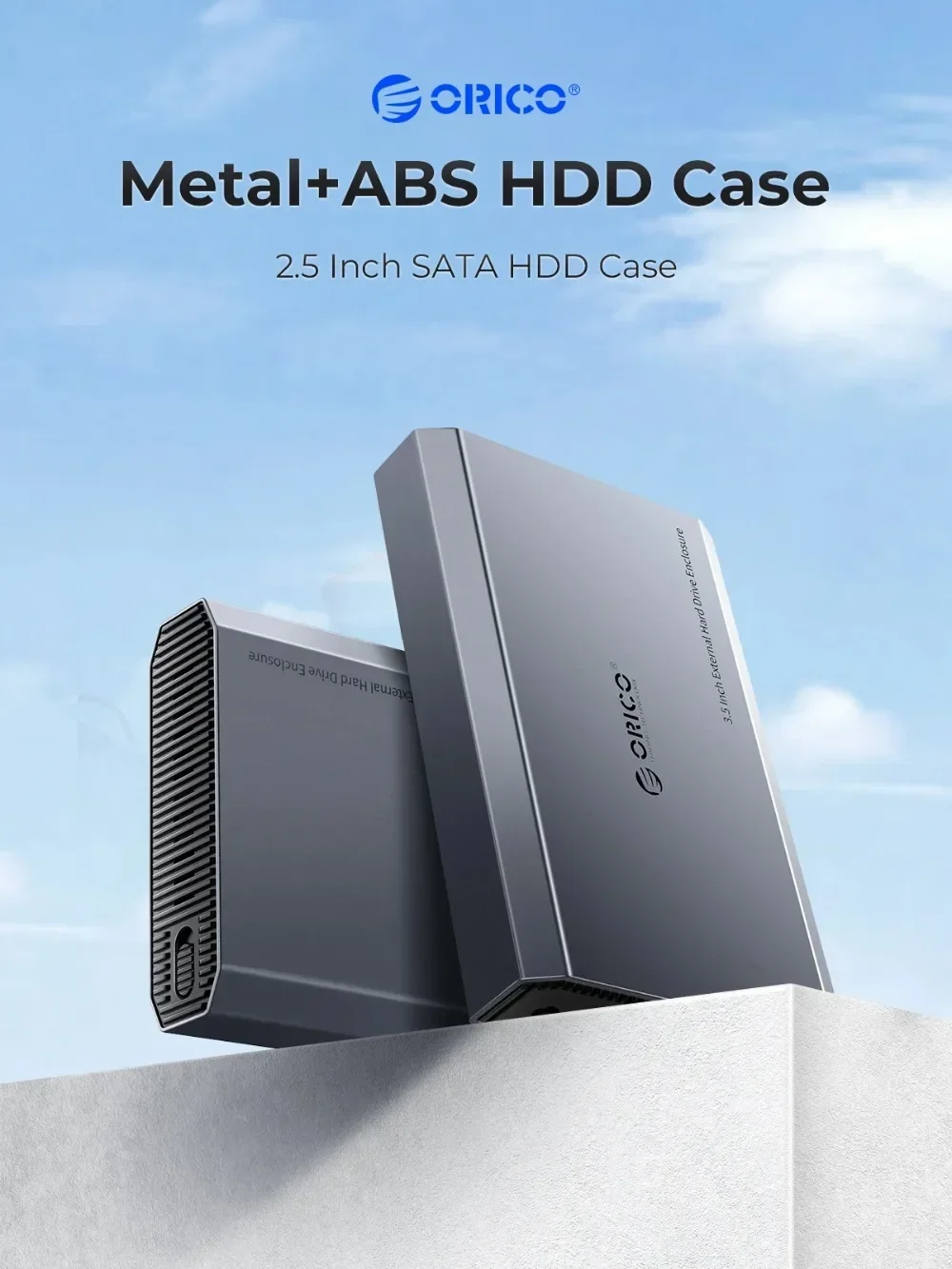 ORICO 2.5 3.5 inch Hard Drive Enclosure 6Gbps Type-C SATA HDD SSD Case External HDD Box Aluminum 12V2A Power Adapter