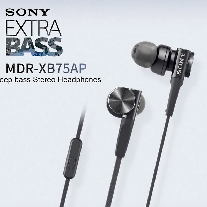 

Original SONY MDR-XB75AP In-Ear Extra Deep Bass Headphones 3.5mm Wired Stereo Earphones Sport Earbuds Handsfree Headset with Mic