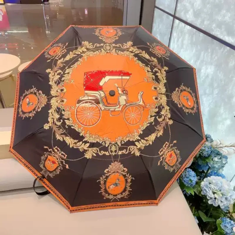 

Роскошный автоматический зонт в виде каретки Boutique 3, складной черный клей в подарок, защита от УФ-лучей, фотозонт, украшение для дома