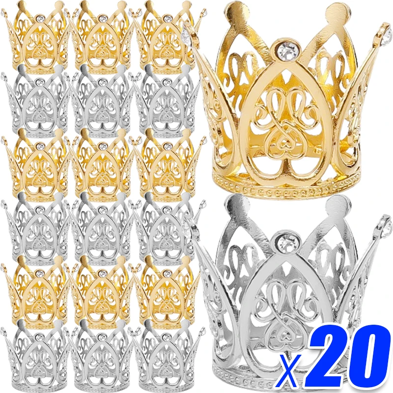 

20/1PCS Mini Crown Cake Decoration Gold Silver Pearl Crown Cake Topper Birthday Wedding Party Baby Shower Decor Hair Ornaments