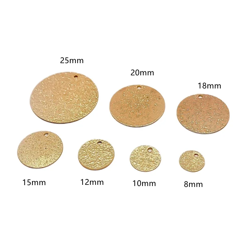 White K Gold Color Round Metal Slice Pendant Charms Necklace Earrings Accessories Supplies for Jewelry Making Diy Material 10pcs - 2