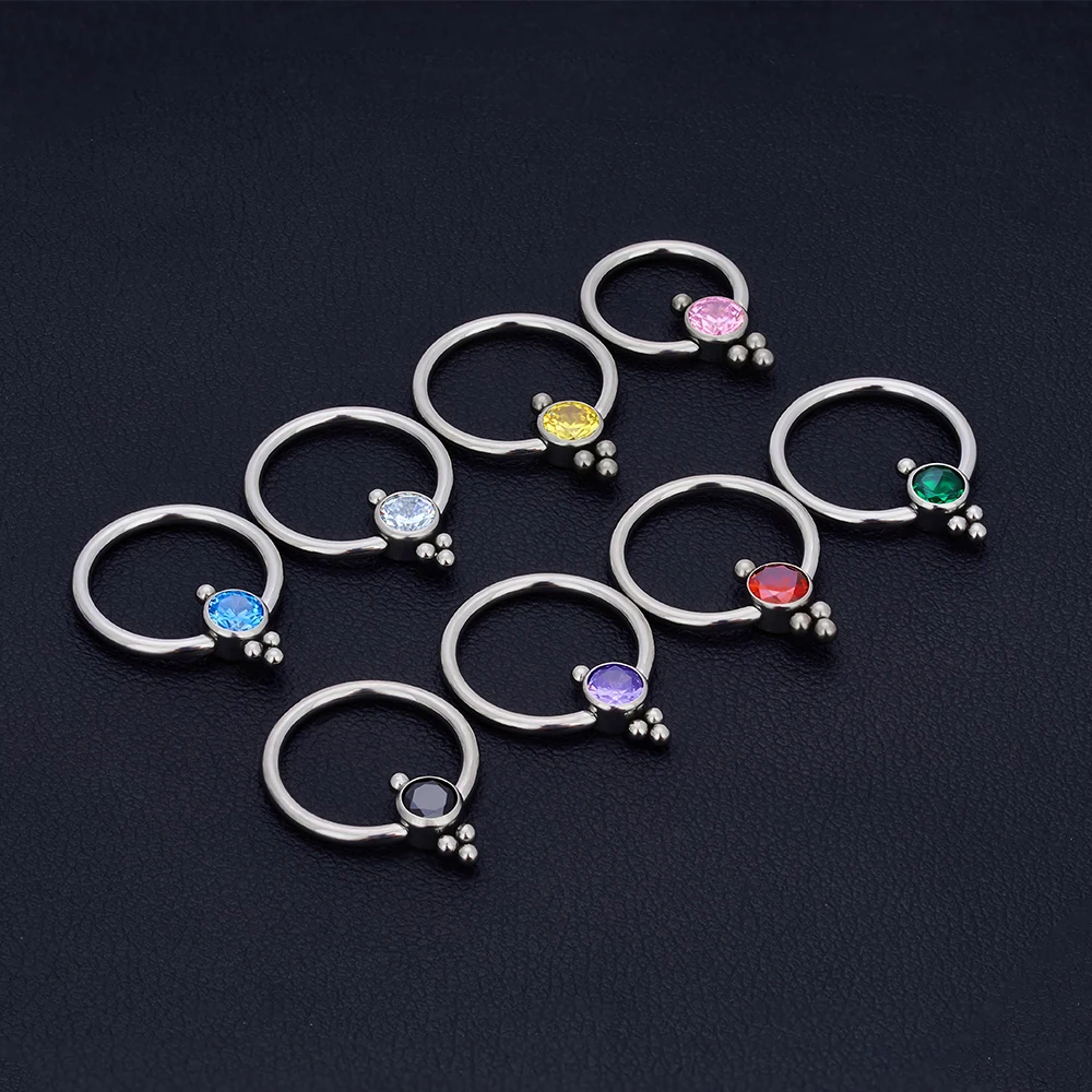 10pc ASTM F136 Titanium Nose Rings CZ Ball BCR Hoop 10mm Cartilage Piercing Earrings Jewelry for Women Men Body Piercing Jewelry